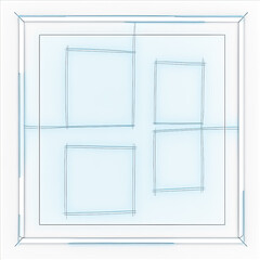 Multiple light blue square outlines on a plain white background created a beautiful mosaic pattern. - Generative AI