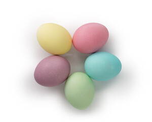 Various colors easter eggs isolated on white baclground