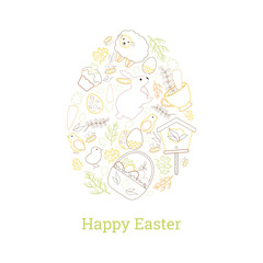 Vector drawing. Easter symbols, traditions.