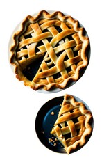 3D Apple Pie slice in plate. 3D Illustration