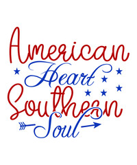 Fototapeta na wymiar American Heart Southern Soul SVG Cut File