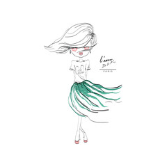 cute girl illustration for print
