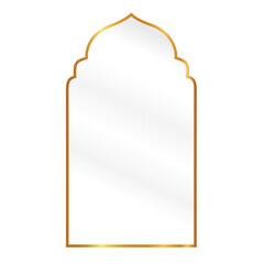 white and gold line islamic shape png