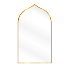 white and gold line islamic shape png