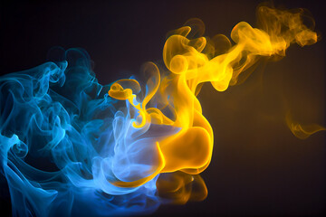 Neon dji smoke background. Abstract Liquid effect. Dripping wave texture. Vibrant colors. AI generative
