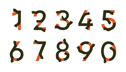 Stripped numbers design. Latin alphabet numbers from 1 to 0. Logo, corporate identity, app, creative poster and more.