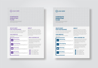 Corporate modern digital marketing flyer template with purple color