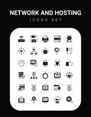 network and hosting icons collection, vector illustration.