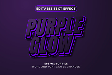 3D premium purple neon glowing light background editable text effect