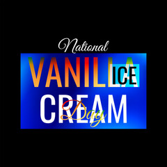 background, banner, business, cold, day, dessert, frozen, holiday, illustration, national vanilla ice cream day, summer, sweet, t shirt design, text, vanilla