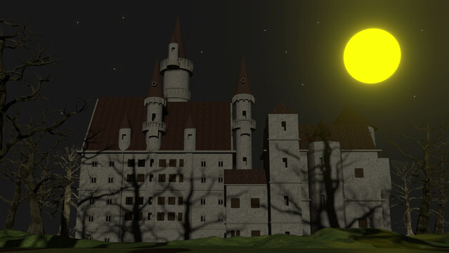 Halloween Castel Background 3d render