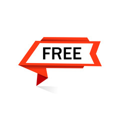 Vector Illustration Red Free Label design. Free sign. Marketing and advertising tag.