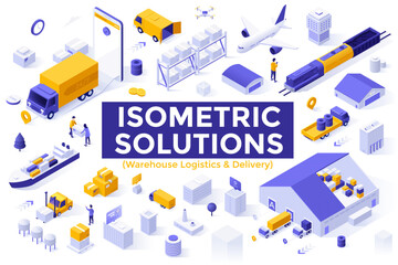 Collection Of Isometric Vector Elements