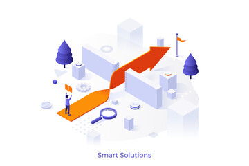 Naklejka premium Vector Concept For Isometric Business Scene