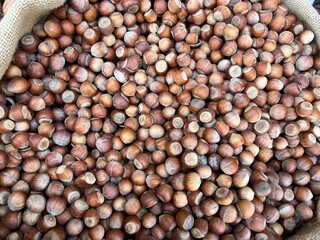 whole hazelnuts as a background