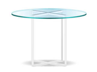modern glass round dining table isolated on white background 3D illustration