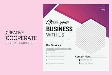 Creative Cooperate business flyer design. Vector flyer design template square size flyer design. Design with very nice gradient color. Professional, eye-catching & elegant flyer design.