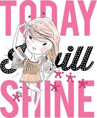 cute girl illustration for print