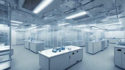 futuristic modern interior clean modern laboratory, generative art by A.I.