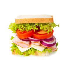 Sandwich with ham and vegetables