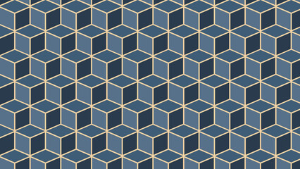 Vector seamless blue cube geometric pattern