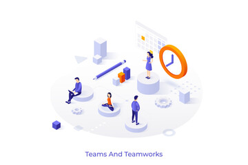 Vector Concept For Isometric Business Scene