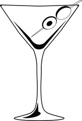 vectore martini glass with olive