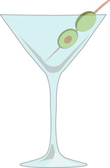 martini with olives and a glass