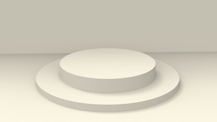 Round pedestal podium. Abstract 3D concept illuminated pedestal with background. 3D render studio with podium.