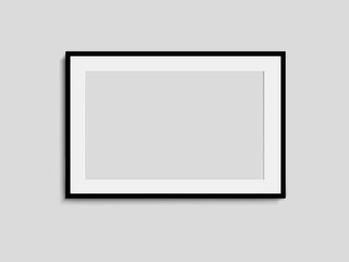 Photo frame. Vector isolated picture frame mockup with shadow on transparent background. Poster frame mockup. Stock vector.