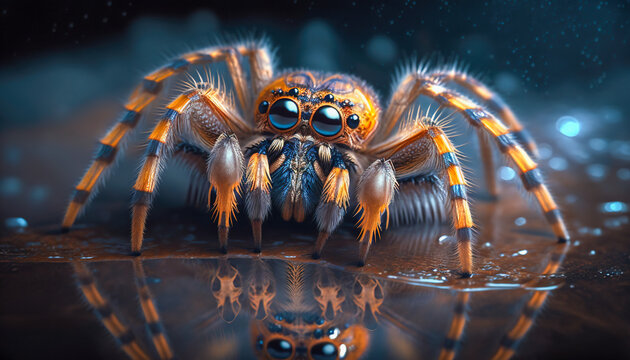 Migale, or mygalomorphs tarantula, are an infraorder of spiders, Generative AI