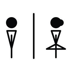 Bathroom sign man and woman toilet and restroom sign symbol in a glyph pictogram illustration