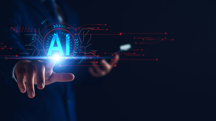 Development of artificial intelligence, AI. business people experience brain function, artificial intelligence algorithms, new generation of connected and innovative technologies, machine learning.