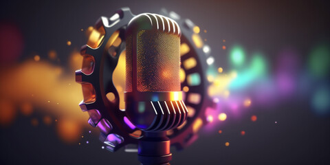 podcast microphone background, Generative IA