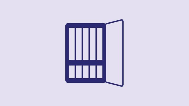 Blue Cigarette case icon isolated on purple background. Tobacco sign. Smoking symbol. 4K Video motion graphic animation