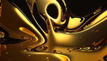 abstract background with the image of liquid gold metal. Generative AI