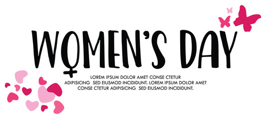 happy women's day 8 march banner design pink and white color in vector 