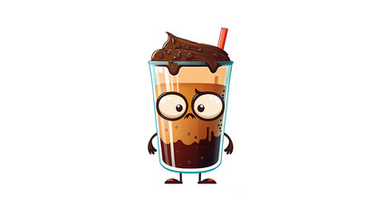cute coffe cup cartoon mascot character funny expression generative ai