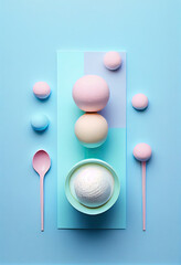 Colorful ice cream balls on a colored background.
