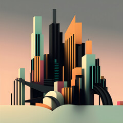 Abstract Cityscape, A futuristic metropolis generative ai