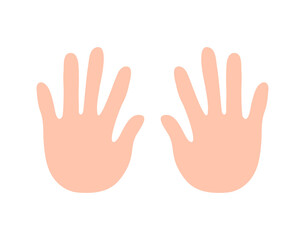 Obraz premium Hands, palms, print. Silhouette of the palm. Fingers of a person's hand, a child's palm. Drawing. Vector Graphics. Illustration on isolated background.