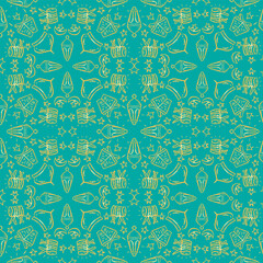 Seamless pattern doodle Eid Mubarak Muslim festival background