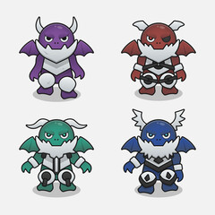 Monster dragon devil design game items vector