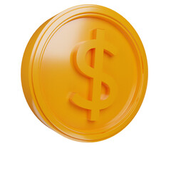 dollar coin 3d render on isolated white background  
