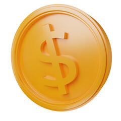 dollar coin 3d render on isolated white background  