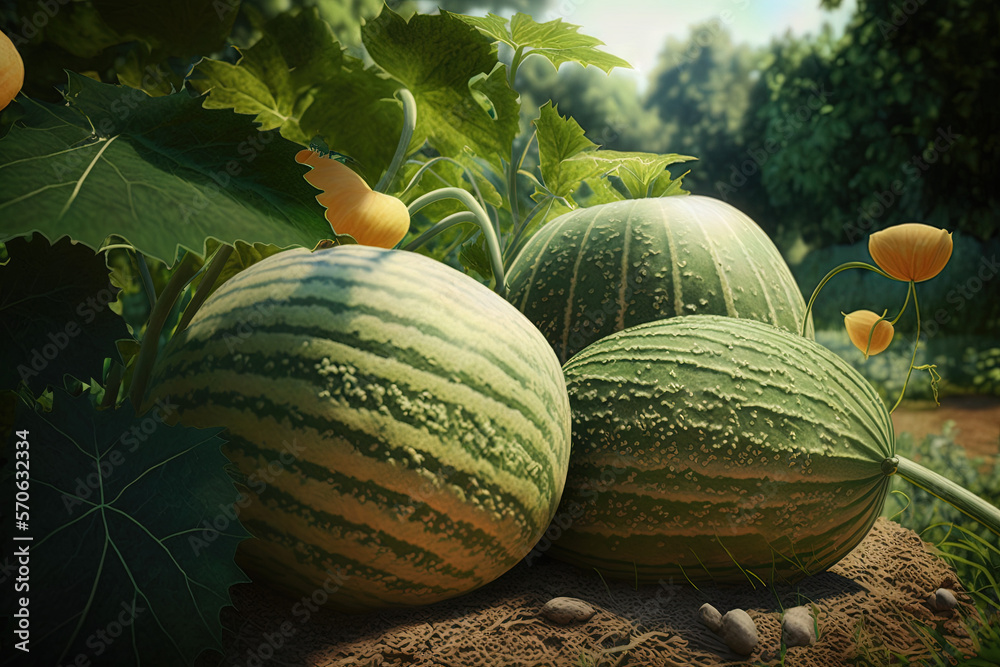 Wall mural melons in a garden