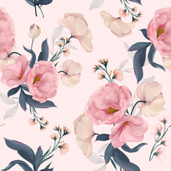 Eustoma Floral Watercolor Seamless Pattern. Good for print, Wallpaper, fashion and more. 