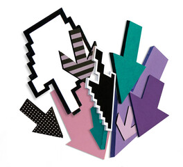 pixel arrow icons, illustration, 3D