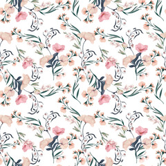 Eustoma Floral Watercolor Seamless Pattern. Good for print, Wallpaper, fashion and more. 
