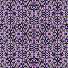  Abstract background with graphic colorful elements. Seamless pattern on violet background. 